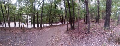 Preparing to descend from the Lone Elk trailhead. Park Road to the left.