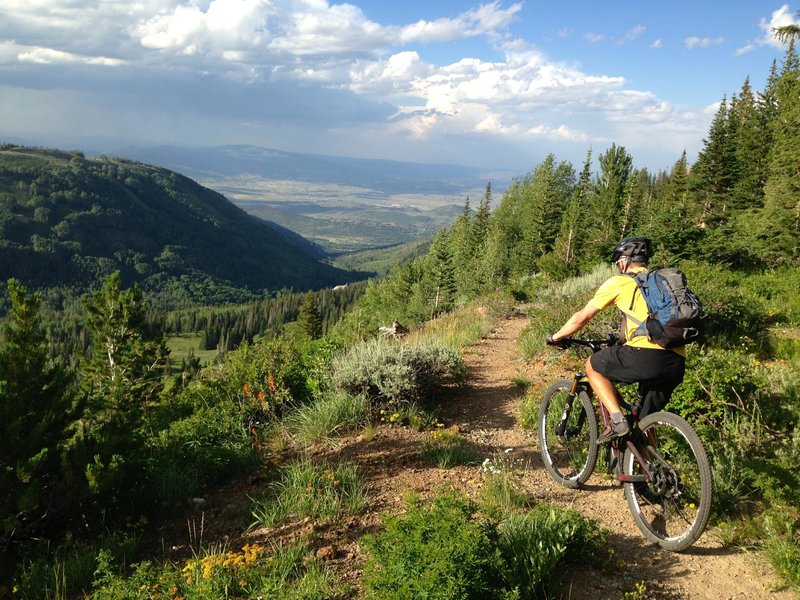 Don't forget to watch the trail here...  The scenery will pull you right (left) off the ridge!