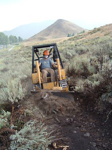 Saddle Road Connector Trail under construction by IMBA Trail Solutions for the Sun Valley Company, July, 2007.