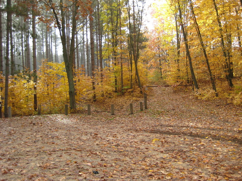 The Parking lot, trail angles off just left of the gate