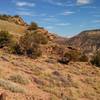 Steep climbs and descents along the rim of the Gunny Gorge