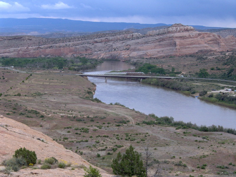 A view of Dewey Bridge before it burned in 2008 - Yellow Jacket Canyon, Kokopelli Trail May 2007.