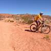 The trail junction for the singletrack leading under I-15.