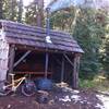 Warming hut on Waldo's south side. No wood piles yet for winter use.