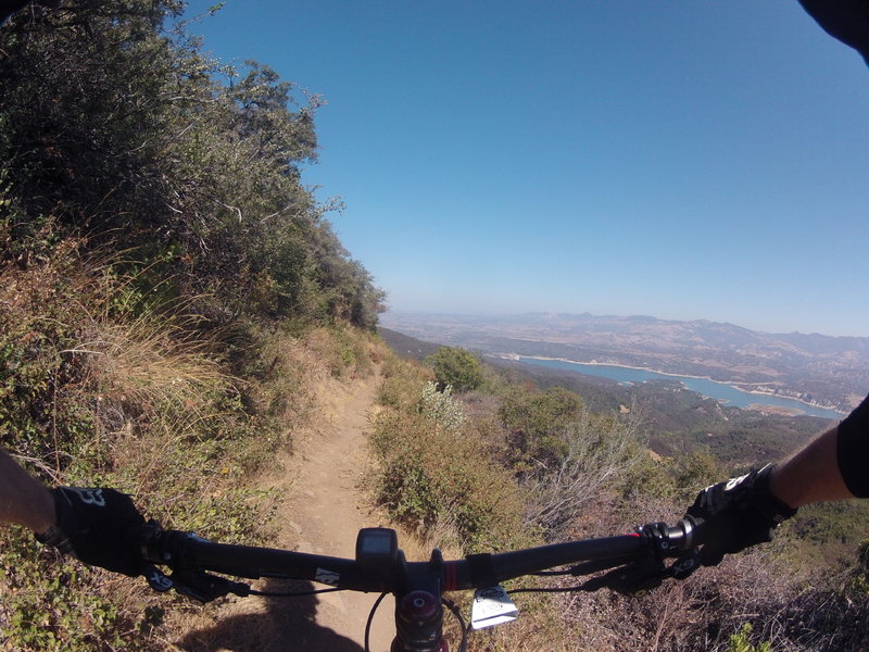 View from Tequepis trail over the Santa Ynez valley and Lake Cachuma.