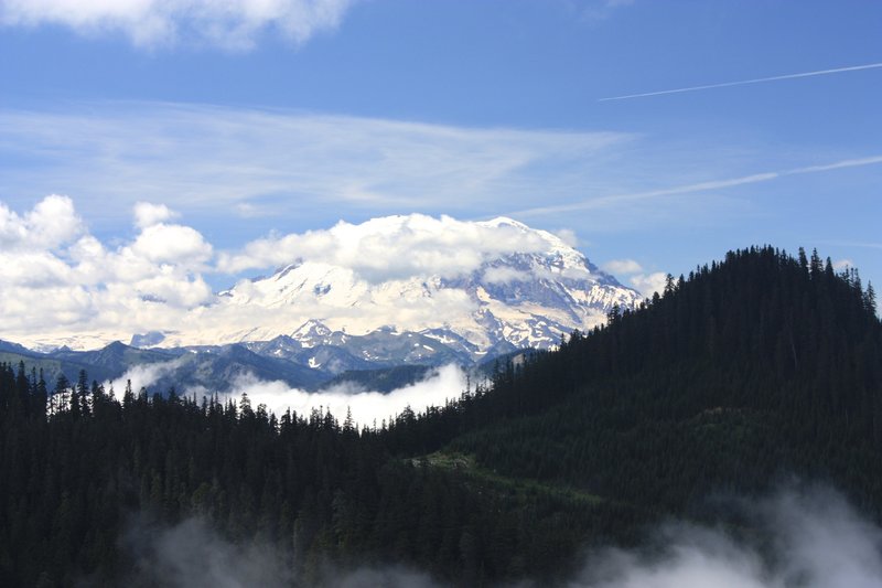 Awesome views of Mt. Rainier make the uphill climb worth the effort.