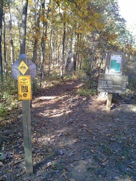 The North Trail, Long Bridge and Pigeon Roost Rd Trailhead.