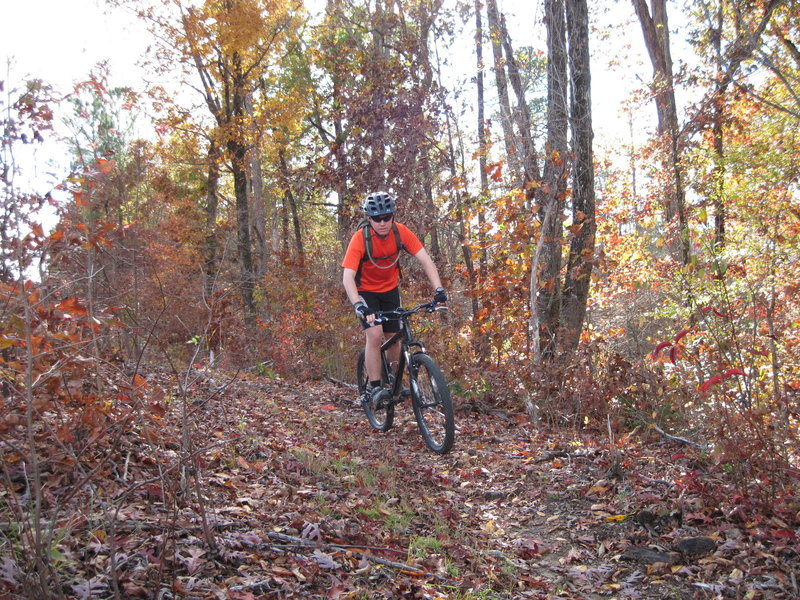Taylor Davis zooming down the Power Line Trail (fall 2010)