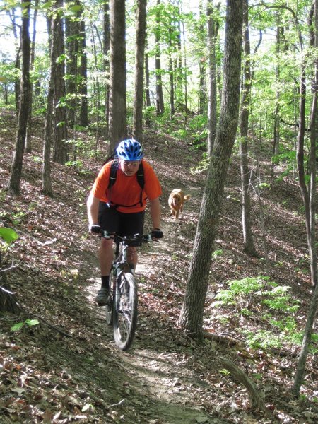 Landon Voller followed by Big Buddy along the Sheep Ranch Trail