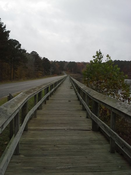 Boardwalk along Choctaw Lake Dam on the Lake Side Trail