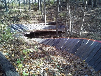 Rider's eye view of the sweet wooden S-berm on Jubilee.
