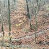 After a climb, a look back across a ravine to the trail I had ridden a few moments before.