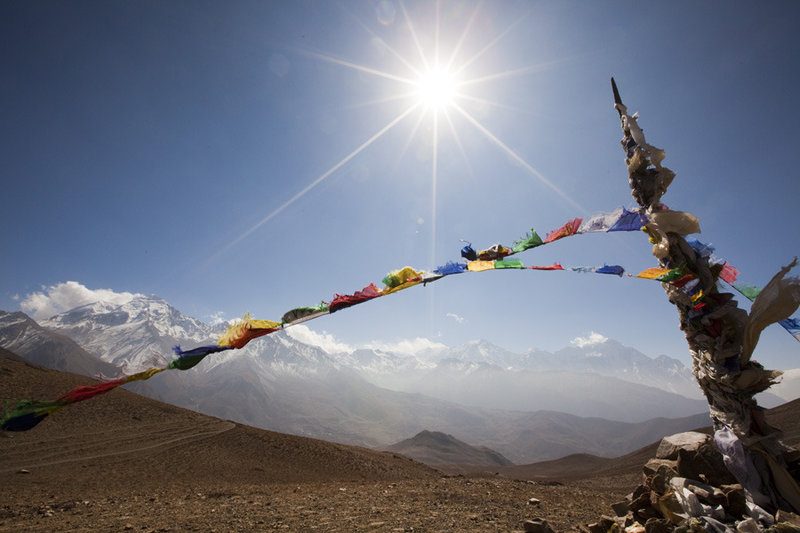 Iconic prayer flags at Gyu La pass