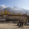 A brief stop in the village of Jhong before the descent continues on the Muktinath - Kagbeni ride.