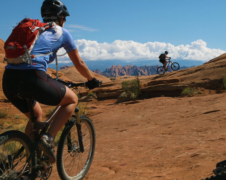 Slickrock free-form riding at Pothole Arch.