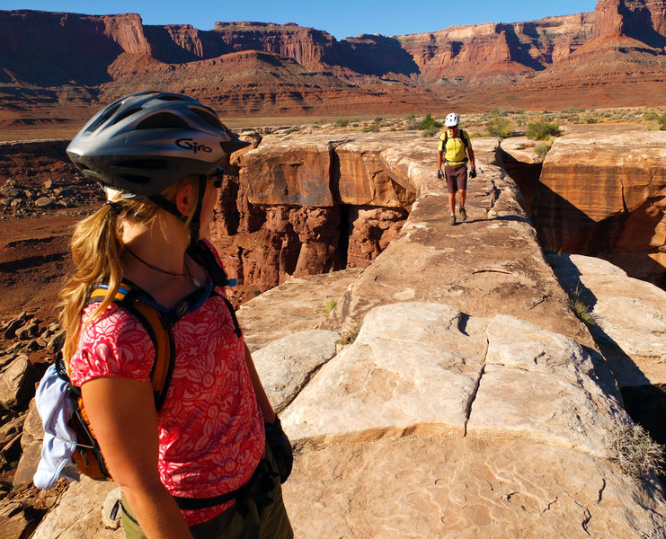 Walking across Musselman Arch.