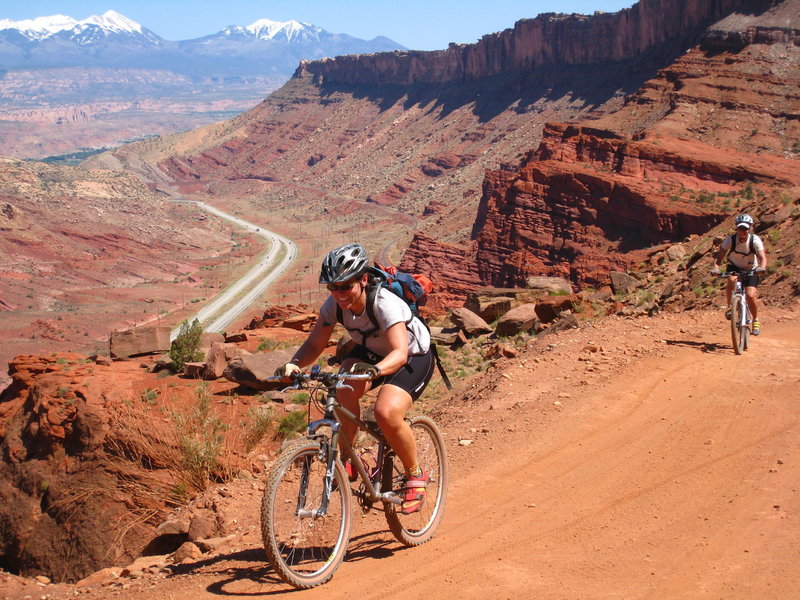 Cresting the climb on Gemini Bridges.