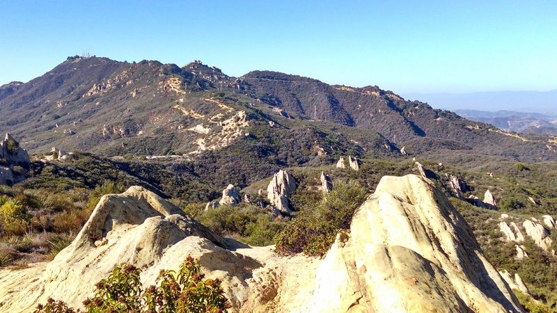 Looking up at the Castro Crest from the Corral Canyon rock slabs