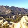 Looking up at the Castro Crest from the Corral Canyon rock slabs