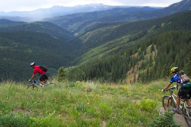 Mark and Chris descend Blackhawk on Colorado trail toward Bolam Pass