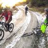 Watch out! Deep in a permanently shaded corner the snow and ice will linger for days, even in Southern California.