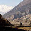 Crossing the Kali Gandaki River via suspension bridge