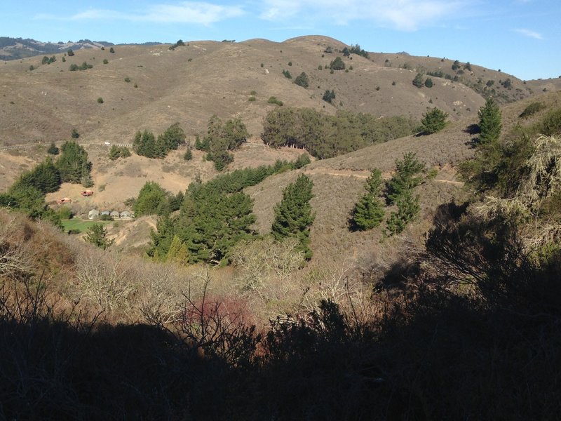 Looking back down over the starting point at Green Gulch Zen Center after a steady climb.