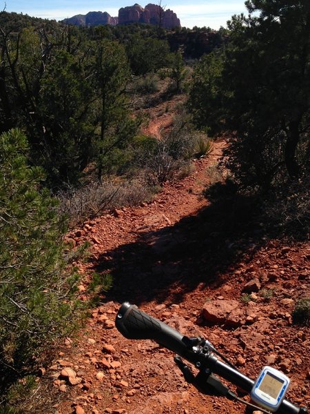 Easy cruising through this short flowy section before the climb starts.