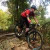 Riding over the foundation on the A trail