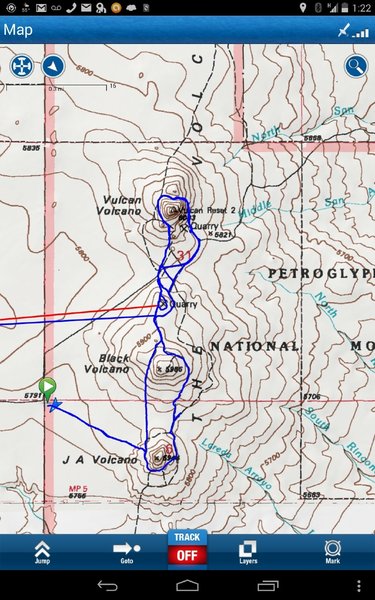 Topo map showing the three volcanoes