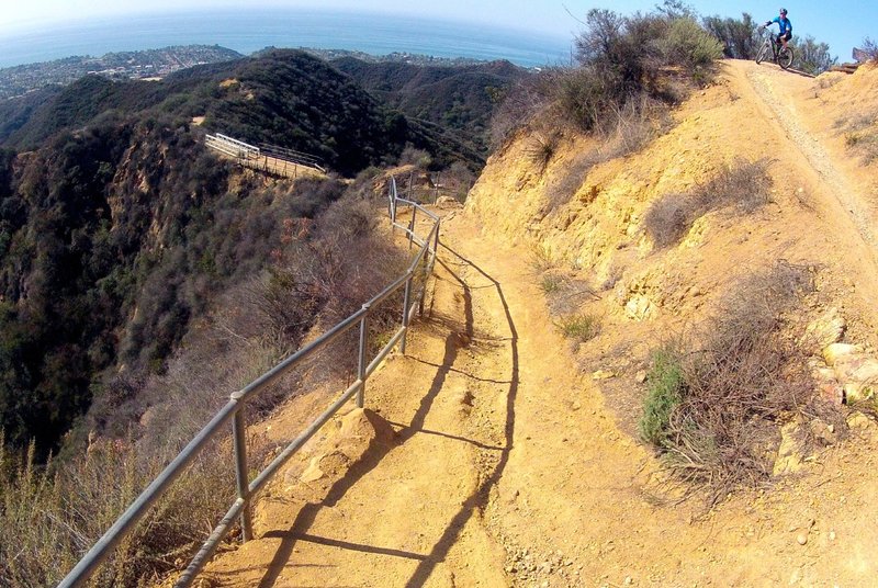 Hike-A-Bike to the ridge bridge. Santa Monica Bay, where Sunset Blvd meets the Pacific beyond.