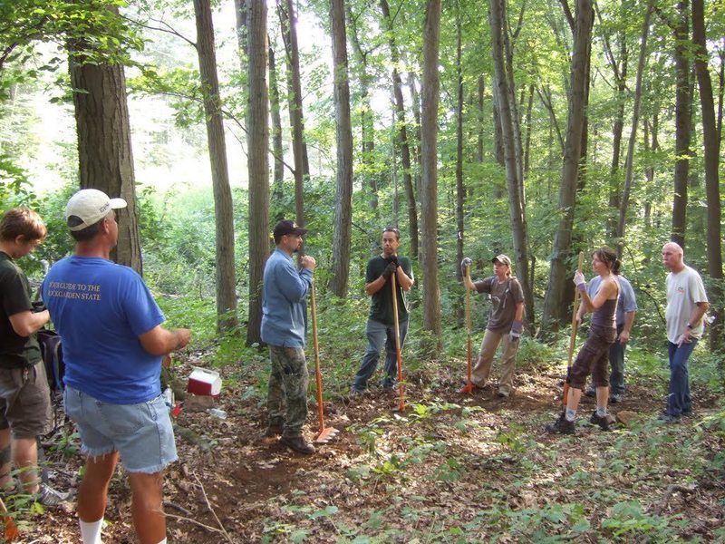 Dickerson Trail Crew discussion the layout of the now completed climbing turn.