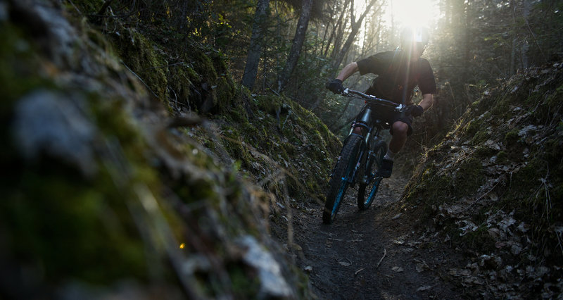 Early Spring ride through the "chute" on Iller Creek.