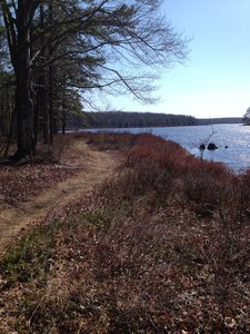 Riding along the dam.
