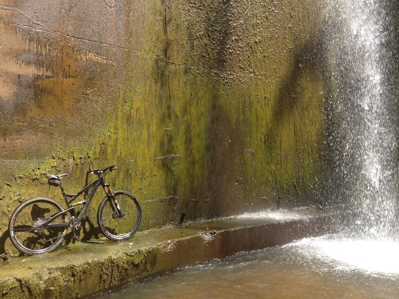 Waterfall over the debris dam.