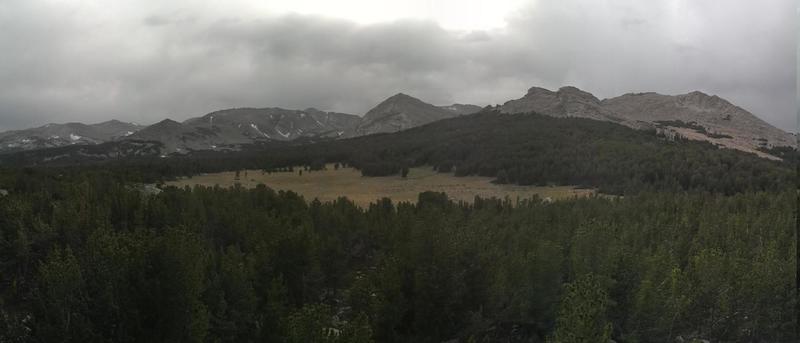 View towards the Wind River Mountains from atop the rocks at the wilderness boundary