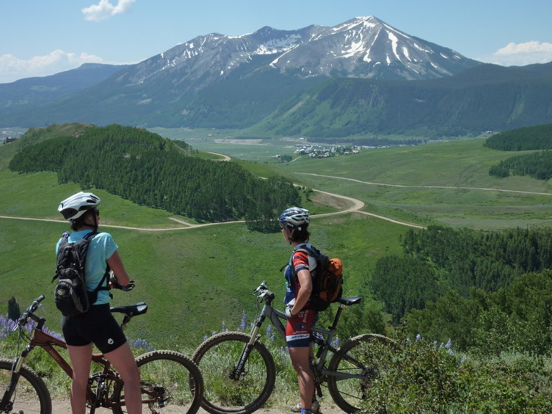 Near one end of Snodgrass, with the town of Crested Butte just visible in the distance