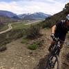 Smiling Ed on Cozline Trail just above Shale Bluffs with Hwy 82, airport runway and City of Aspen in the distance.