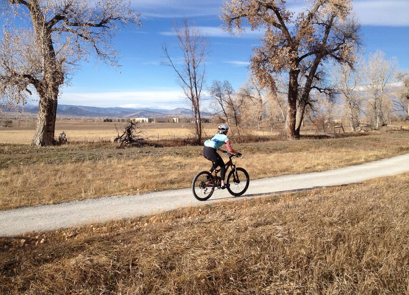 A pretty section of trail as you wind along the Cottonwood trail with Gunbarrel behind you.