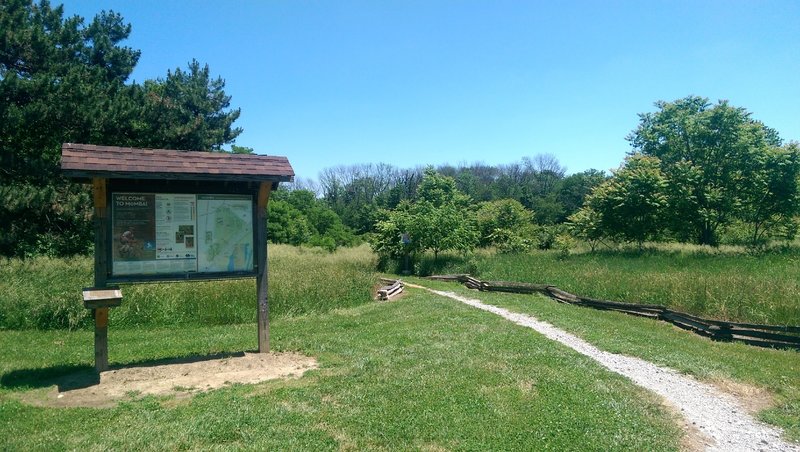 Trailhead.  If there is a problem on the trail, use the log book shown in the photo.