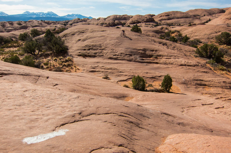 Follow the white dashes to all the fun and be ready for fast transitions of steep down and steep up.