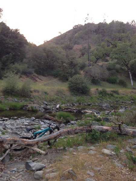 Crossing Coyote Creek and looking back on the descent.