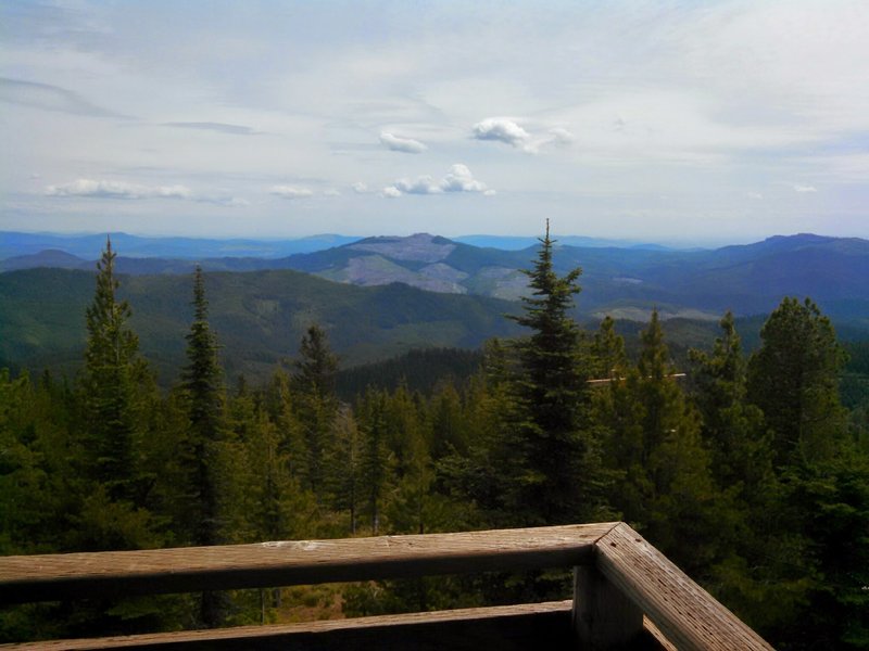 View south from the Bald Mountain fire lookout (5300'), the high point of the tour. The lookout itself is usually closed, but one can climb the stairs to gain nice views.
