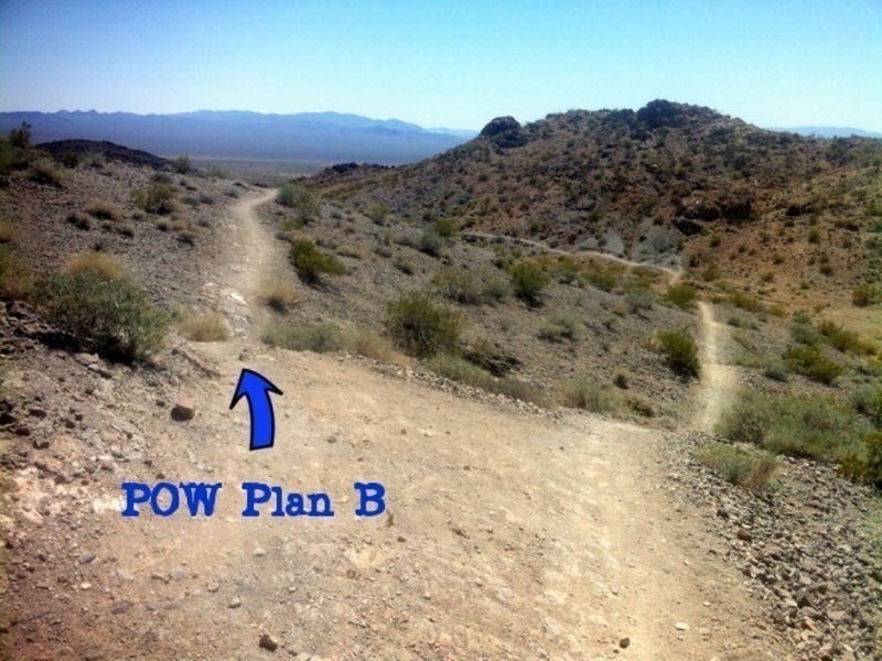 POW Plan B - go left to avoid the kinda steep direct descent. Personally I prefer the direct route. Plan B has a couple switchbacks with some rutty washed out areas and is uncharacteristic of the rest of the trail.