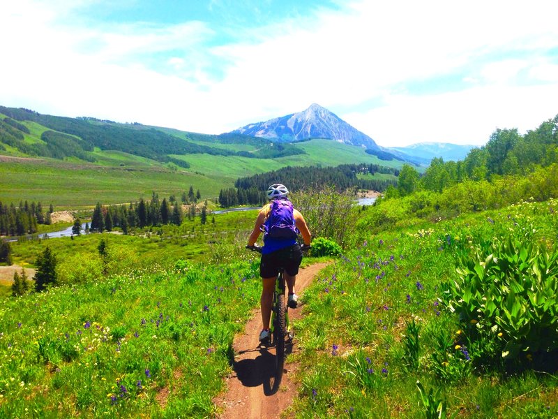 Spectacular views riding the upper portion of the lower loop back towards the town of Crested Butte.