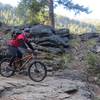 Descending rock ledges before the Rock Creek bridge