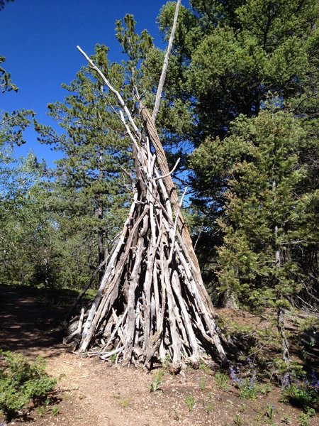 Find this teepee and you are at the top of the climb.  Trail continues off to the right (north)
