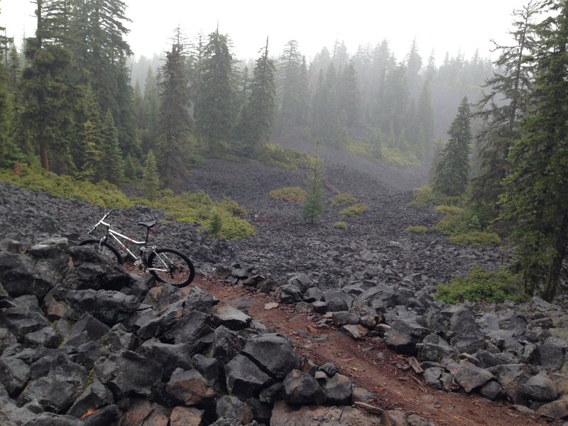 Brown Mountain Trail through lava on the west side of the mountain