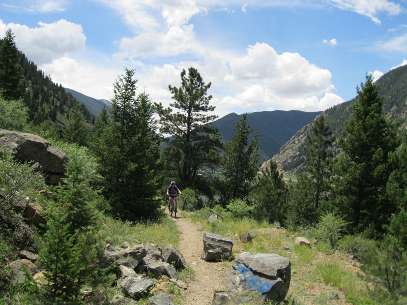 Trail looking West, I-70 can be seen in the upper right of the photos