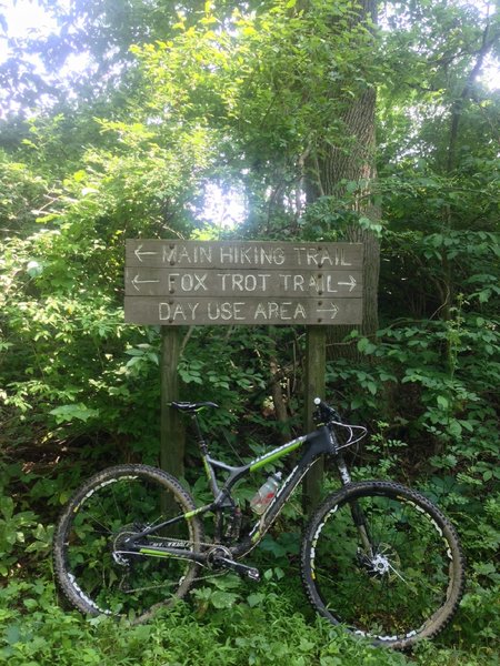 "Main Hiking Trail" is the same as the Lake Border Trail. "Fox Trot Trail" will take you back to the Lake Border Trail. "Day Use Area" is the same as the Beach/Picnic/Snack Bar area.